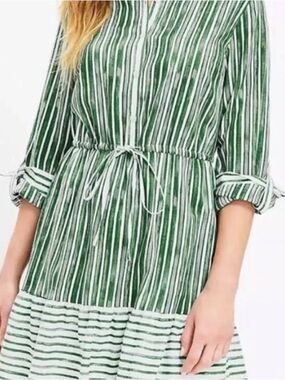 loft green striped dress Green and White Stripe Tula Dress XS